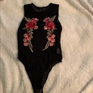 flower see through bodysuit